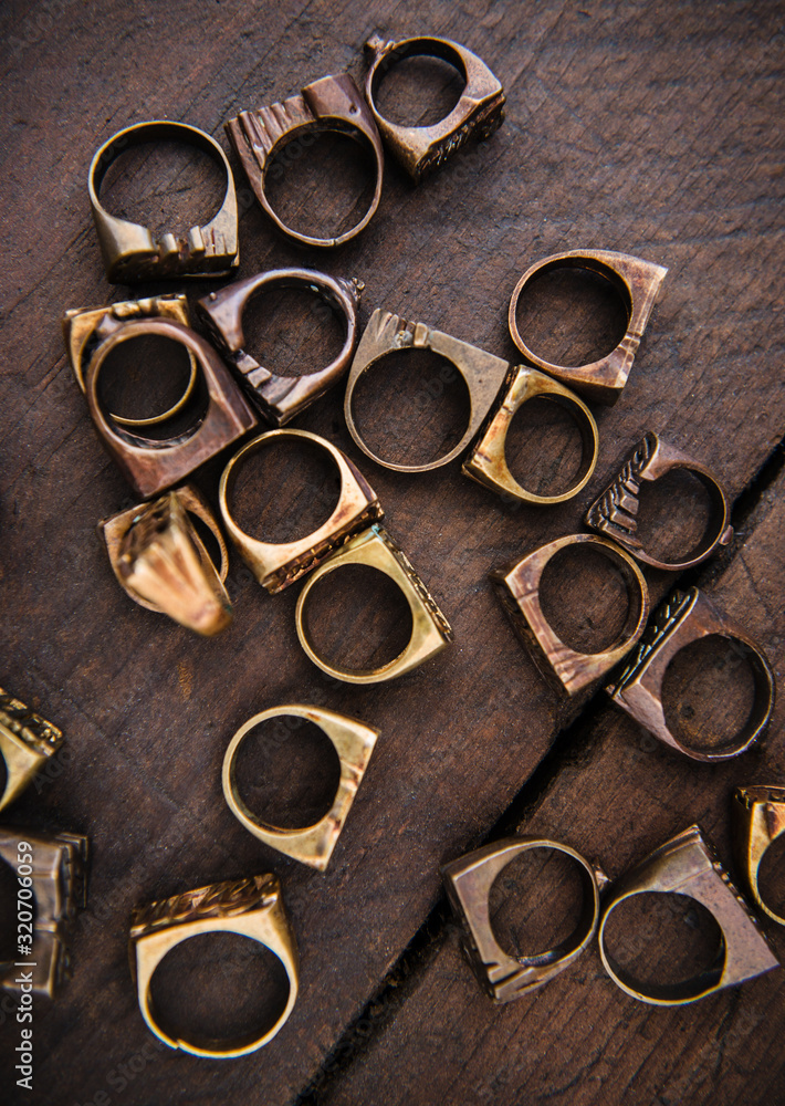 Metal rings for sale at a flea market Metal rings for sale at a flea market
