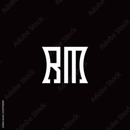 RM monogram logo with curved side style design template