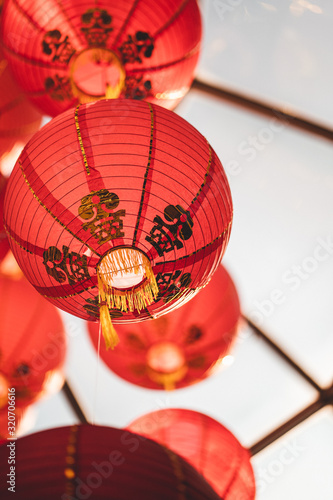 chinese lantern on red background