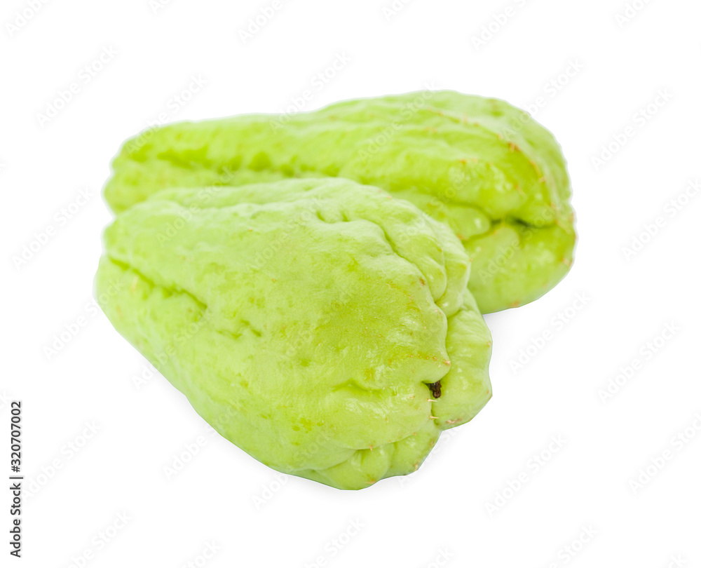 fresh chayote an isolated on white background fresh chayote an isolated on white background