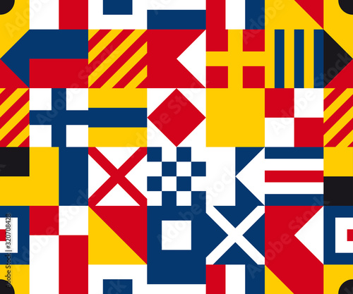 Vintage seamless pattern international marine flags texture - decor. 