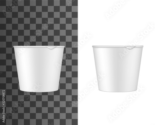 Plastic measuring cup, detergent powder measure cap with spout. Vector isolated 3D mockup template of plastic container for domestic chemistry washing liquids and laundry powder measure