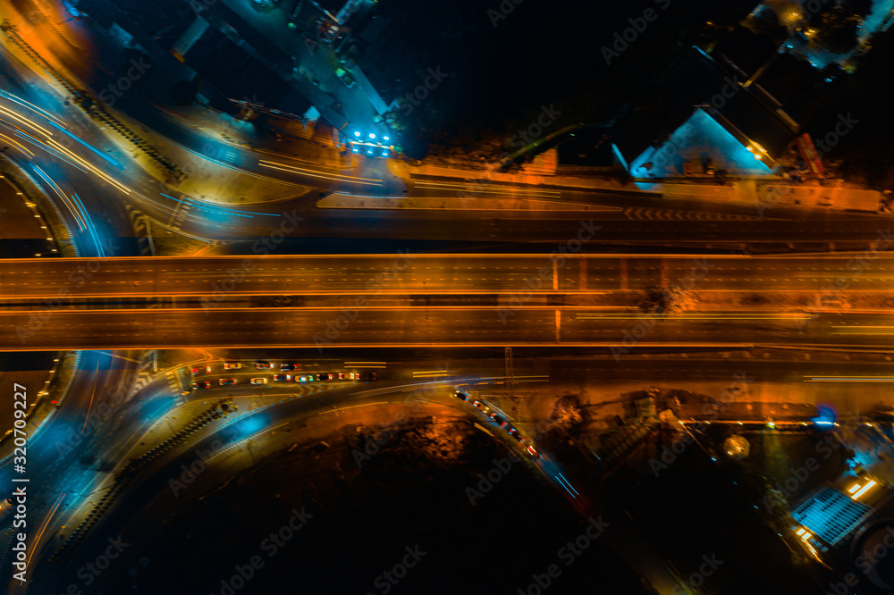expressway top view, Circl Road traffic an important infrastructure in Bangkok Thailand