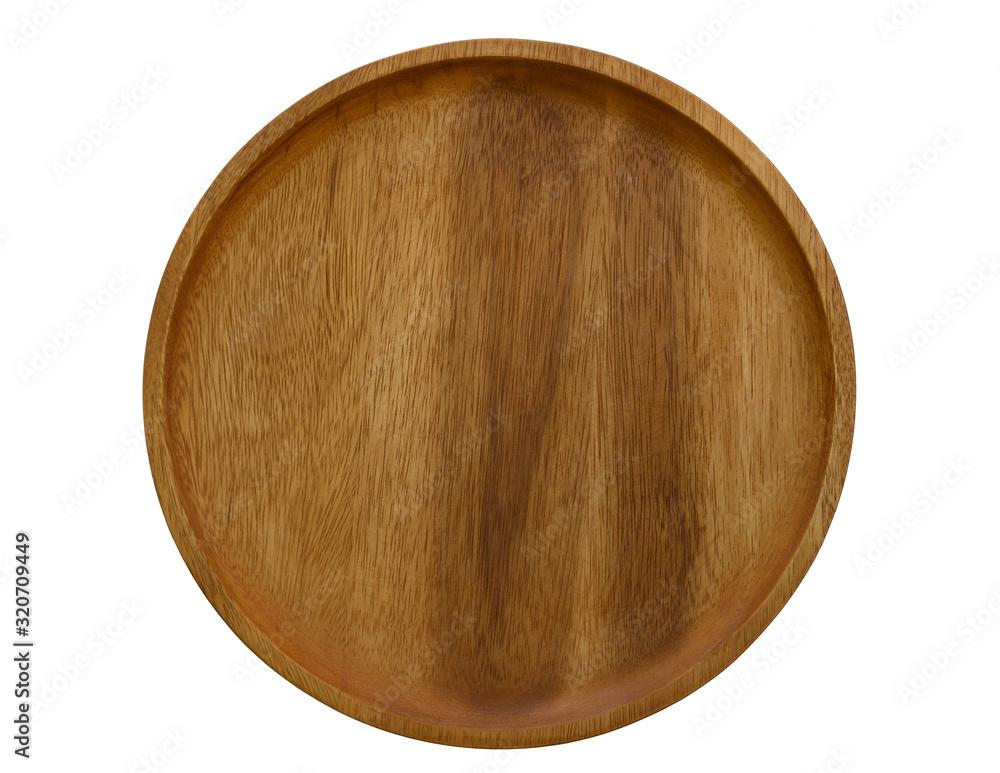 empty wooden dish isolated on white background. Top view empty wooden dish isolated on white background. Top view