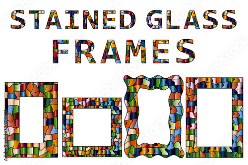 Set of stained glass frames for your design. Good for social media and blog.