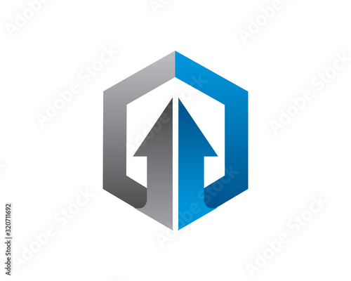 Free Download Hexagonal and Arrow logo template design, emblem, symbol or icon - GFXLoad