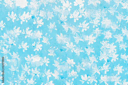 Beautiful blue stucco wall background with decorative space
