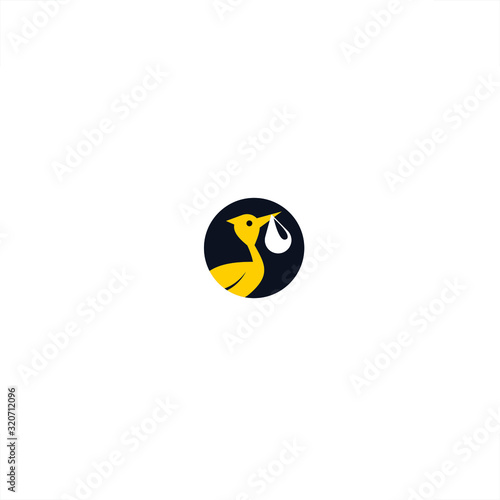  stork logo mascot carrying bag design