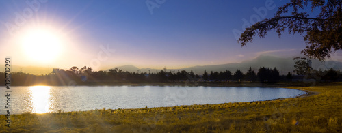 sunset over lake