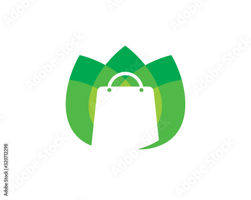 Eco Shopping logo template design, emblem, symbol or icon
