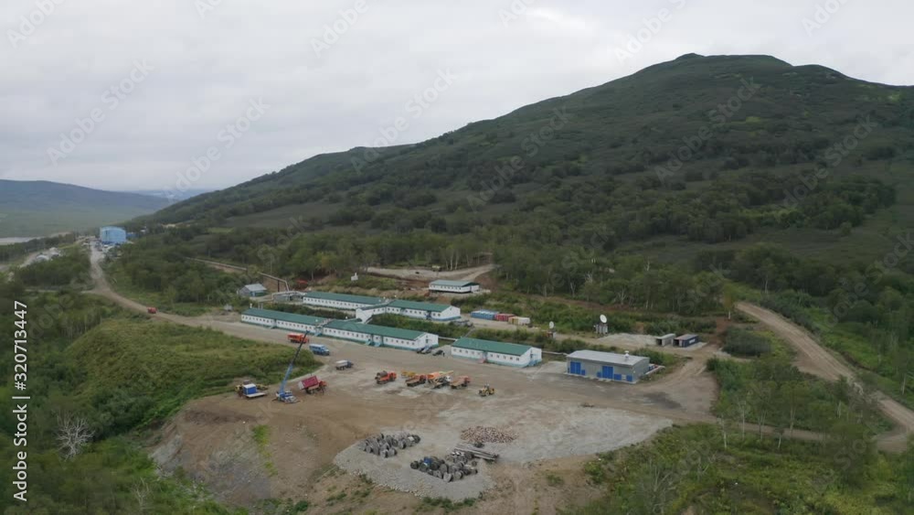 Flight over a gold mining site in Kamchatka. Mill and Tailings. Flight over a gold mining site in Kamchatka. Mill and Tailings.