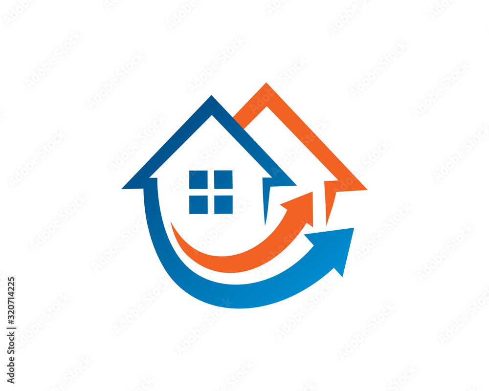 House and arrow logo template design, emblem, symbol or icon House and arrow logo template design, emblem, symbol or icon