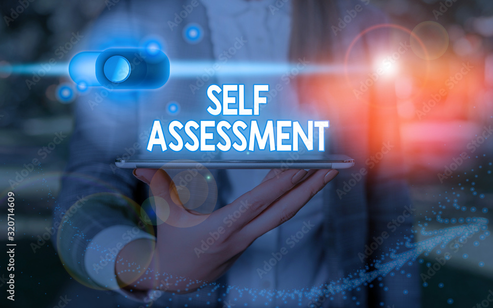 Handwriting text writing Self Assessment. Conceptual photo evaluation of oneself or one actions and attitudes