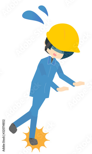 工場でぶつかる・こけるイラスト