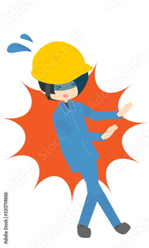 工場でぶつかる・こけるイラスト