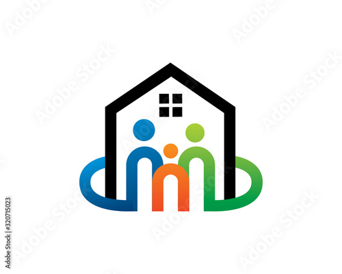 House and family logo template design, emblem, symbol or icon