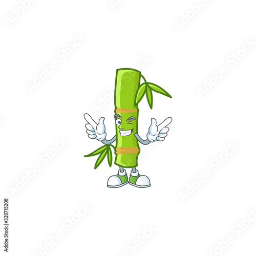 Funny face bamboo stick cartoon character style with Wink eye