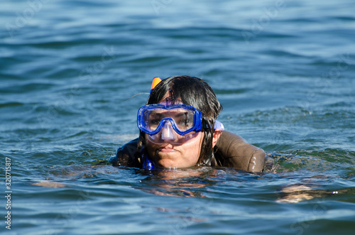 Woman with Diving Mask in the Water,
