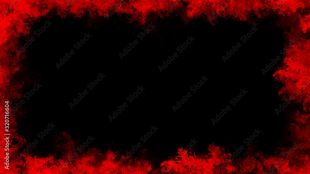 Red frame smoke misty texture effect for film , text or space . Border texture overlays.
