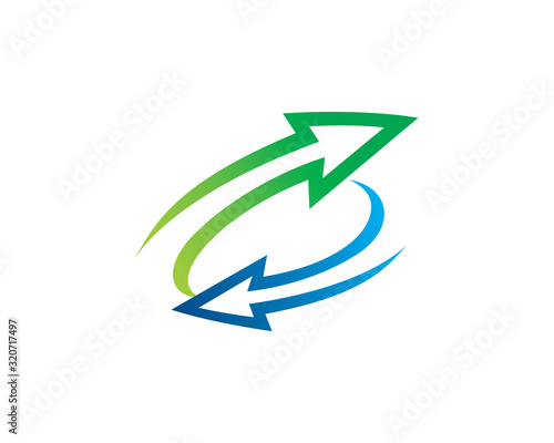 Arrow rotation logo template design, emblem, symbol or icon