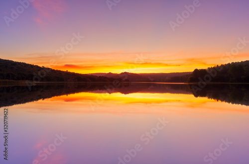 The lagoons of Ruidera in a beautiful sunset