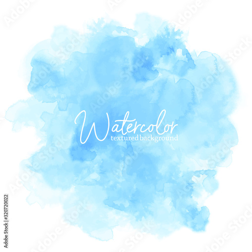 abstract blue water color splash on white background. hand drawn paper texture vector wallpaper, card, background, print, grunge poster, art design, graphic. hand painted watercolor splash.