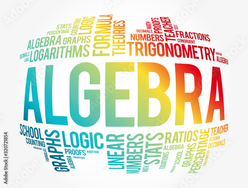 Algebra word cloud collage, education concept background