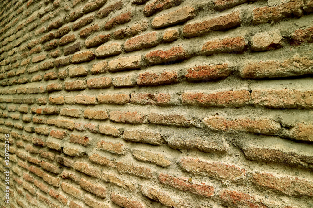 Closeup the old brick wall in diminishing perspective Closeup the old brick wall in diminishing perspective