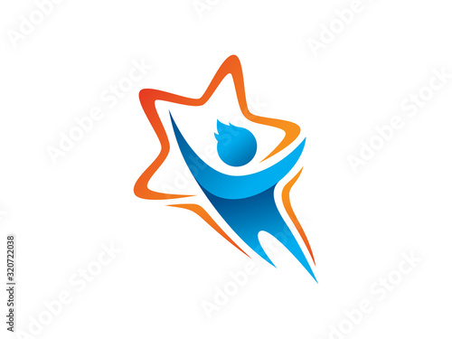 People and star logo template design, emblem, symbol or icon