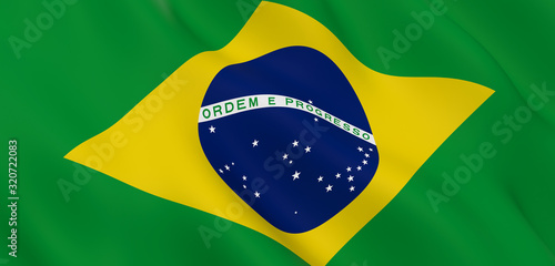 National Fabric Wave Closeup Flag of Brazil