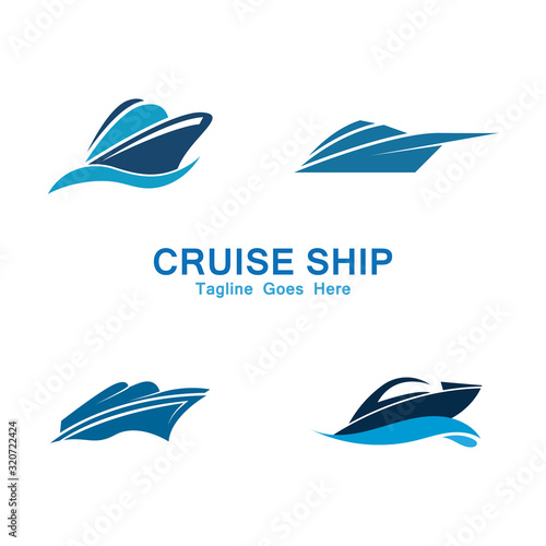 Fototapeta Naklejka Na Ścianę i Meble -  Cruise Ship Logo Simple Template vector icon design