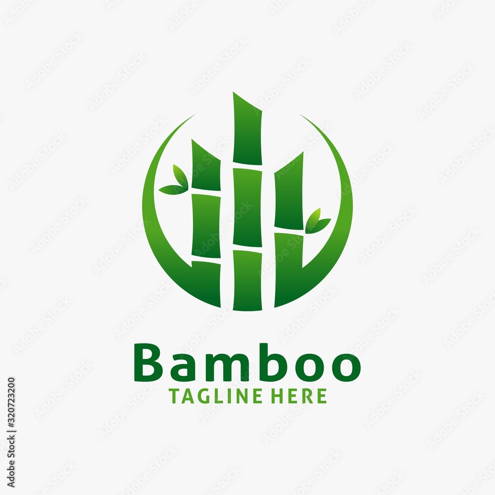 Fototapeta premium Green bamboo logo design