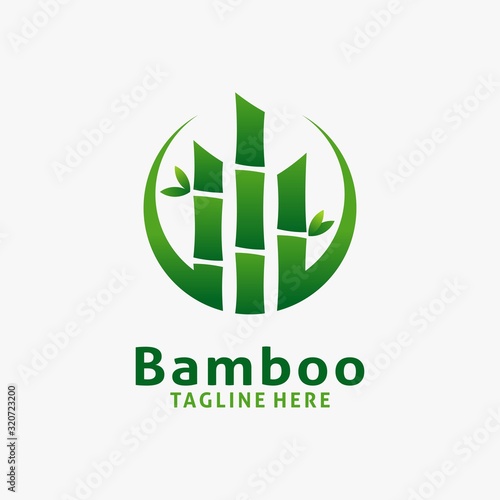 Green bamboo logo design