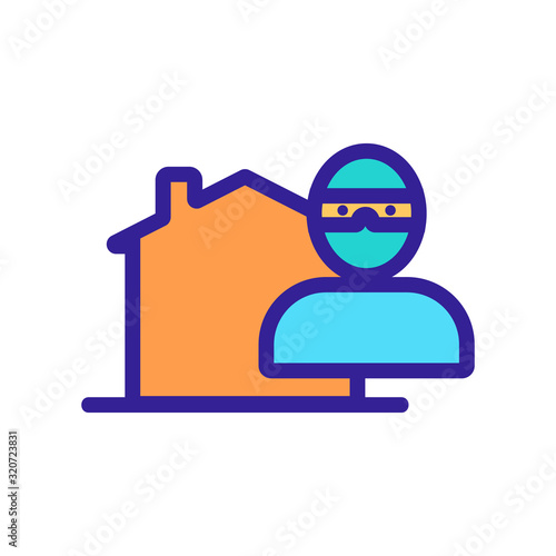 Protecting the house from the robbery of the icon vector. A thin line sign. Isolated contour symbol illustration