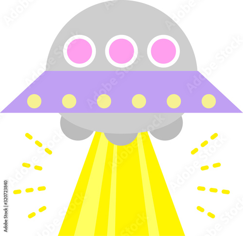 底から光を放射するUFO