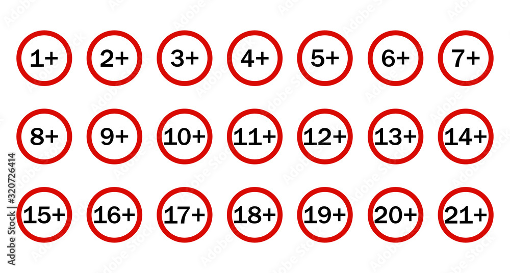 Age restriction symbols. Abstract concept, icon set. Vector illustration on white background. Age restriction symbols. Abstract concept, icon set. Vector illustration on white background.