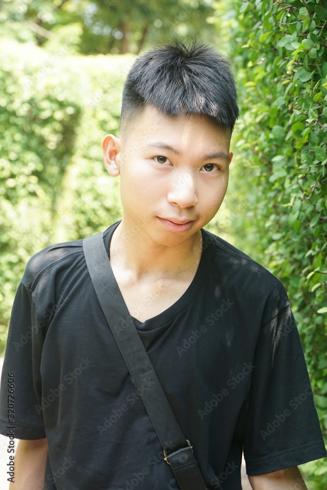 close up young man travel in Bangkok Thailand close up young man travel in Bangkok Thailand