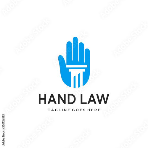 Creative modern law firm sign hand icon vector logo template.