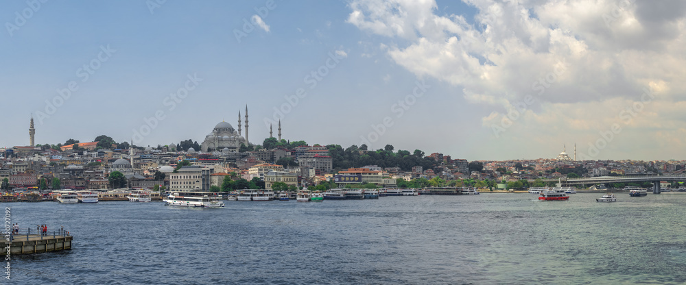 Top panoramic view of Fatih district in Istanbul, Turkey