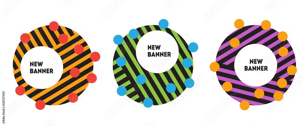 Modern geometric badges set. Trendy color fashion labels Modern geometric badges set. Trendy color fashion labels