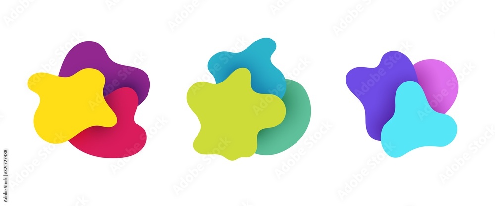 Trendy geometric badges set. Dynamic colorful shapes. Trendy geometric badges set. Dynamic colorful shapes.