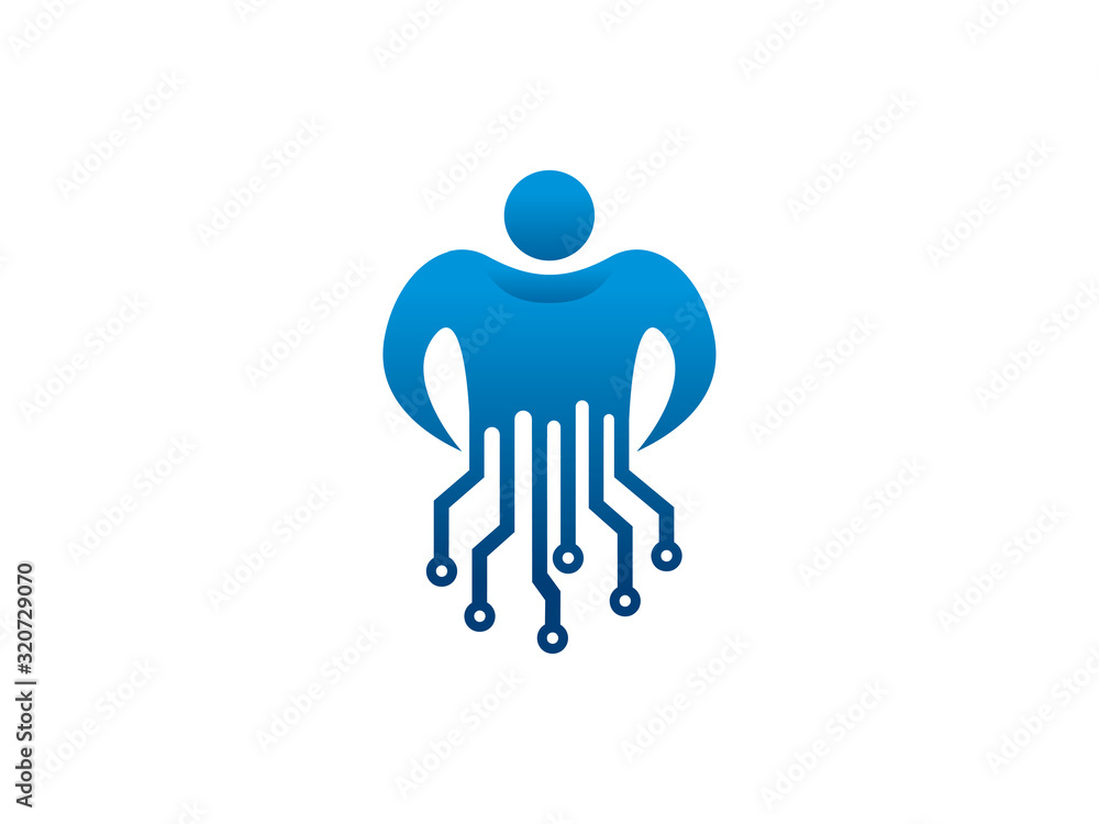 People tech logo template design, emblem, symbol or icon People tech logo template design, emblem, symbol or icon