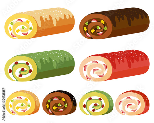 ロールケーキ　苺　生クリーム　ケーキ