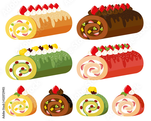 ロールケーキ　苺　生クリーム　ケーキ