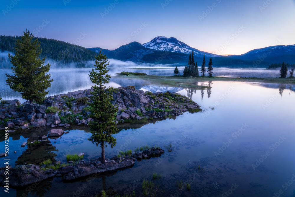 Trees and Mountain Reflections - Sparks Lake Oregon