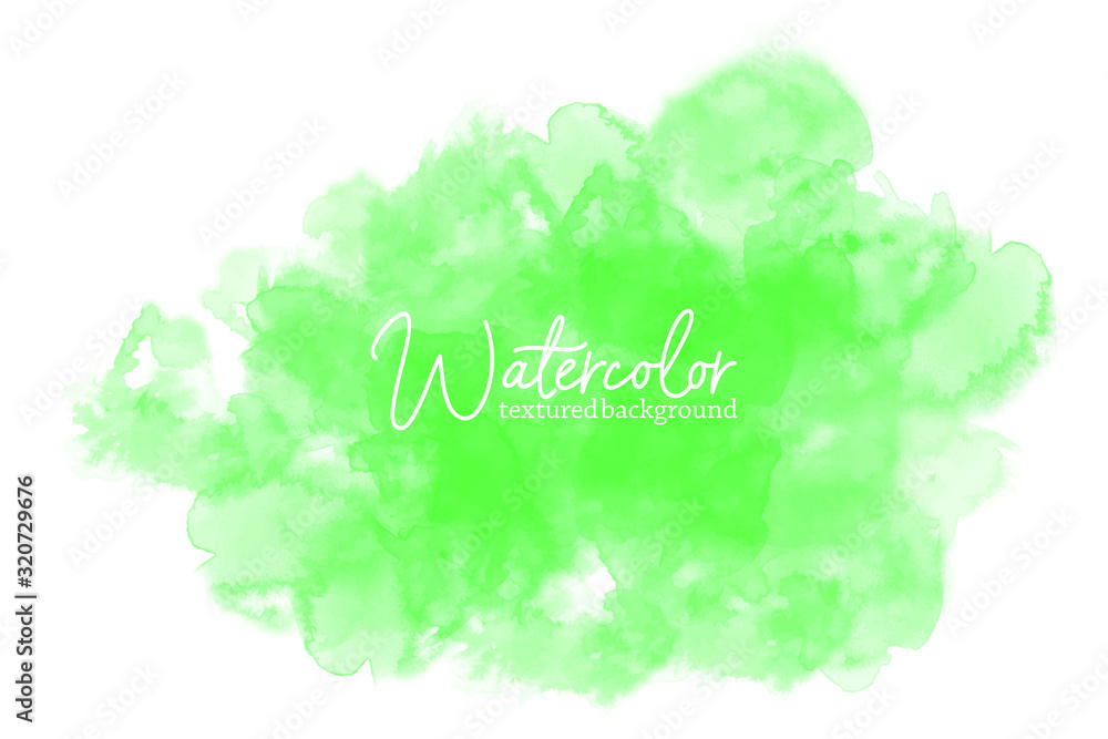 abstract green water color splash on white background. hand drawn paper ...