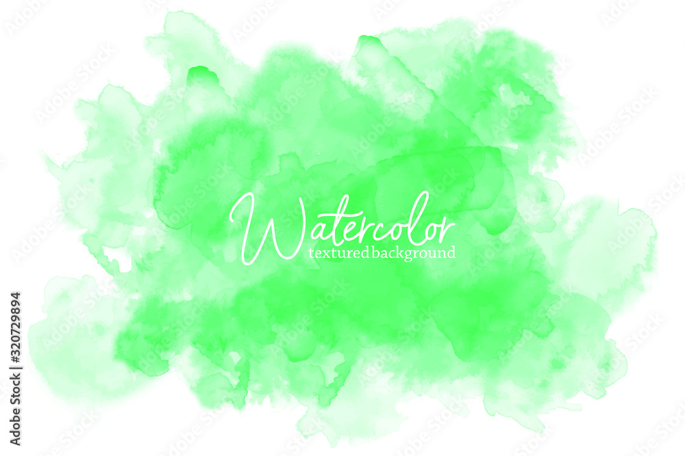 abstract green water color splash on white background. hand drawn paper ...