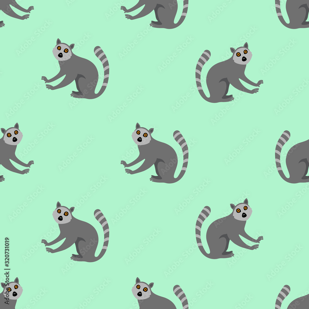 Seamless pattern with lemurs. Vector illustration.