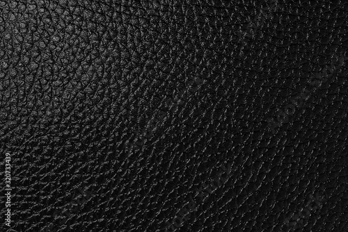 Black Eco artificial leather texture close up. Top view. Copy space.