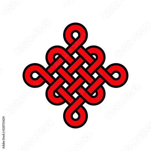 Icono plano lineal nudo chino con color rojo